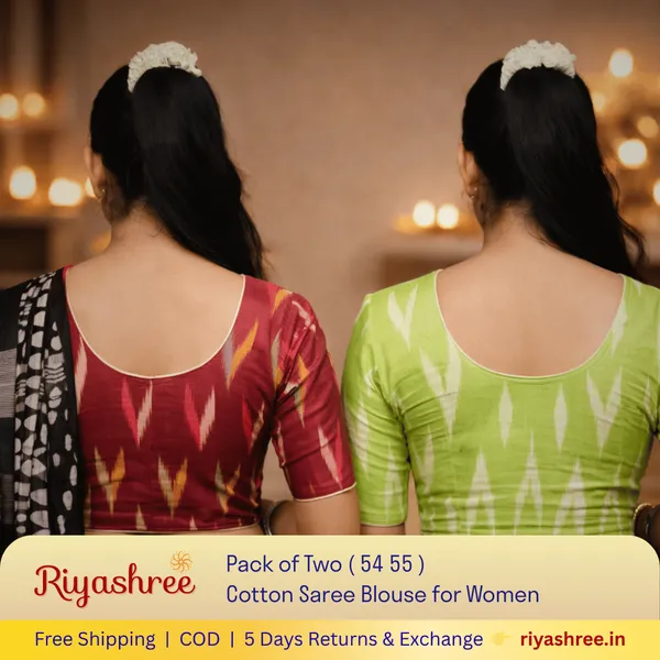 Pack_of_Two_-_Riyashree_Cotton_Ikkat_Print_Ready-to-Wear_Stitched_Blouse_for_Women