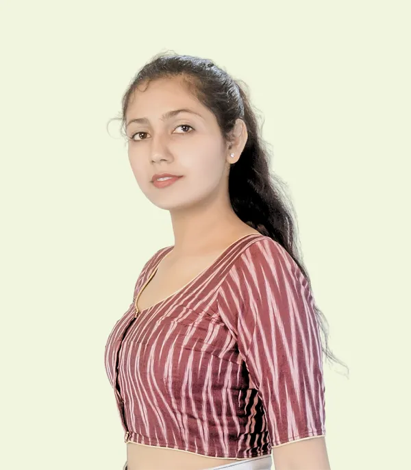 Pack_of_2_Black_and_Red_Cotton_Ikkat_Print_Ready_to_wear_Stitched_Half_Sleeve_Blouse_for_Women