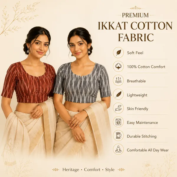 Pack_of_2_Black_and_Red_Cotton_Ikkat_Print_Ready_to_wear_Stitched_Half_Sleeve_Blouse_for_Women