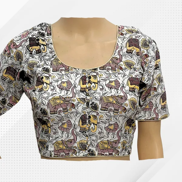 Multicolor_Madhubani_Cotton_Printed_Half_Sleeve_Stitched_Blouse_For_Women