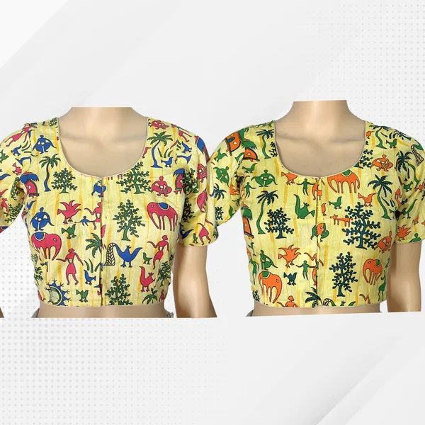Pack_of_2_Cotton_Madhubani_Print_Ready_to_wear_Stitched_Half_Sleeve_Blouse_for_Women