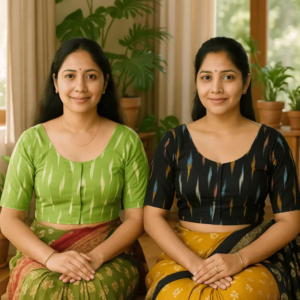 Pack_of_Two_-_Riyashree_Cotton_Ikkat_Print_Ready-to-Wear_Stitched_Blouse_for_Women