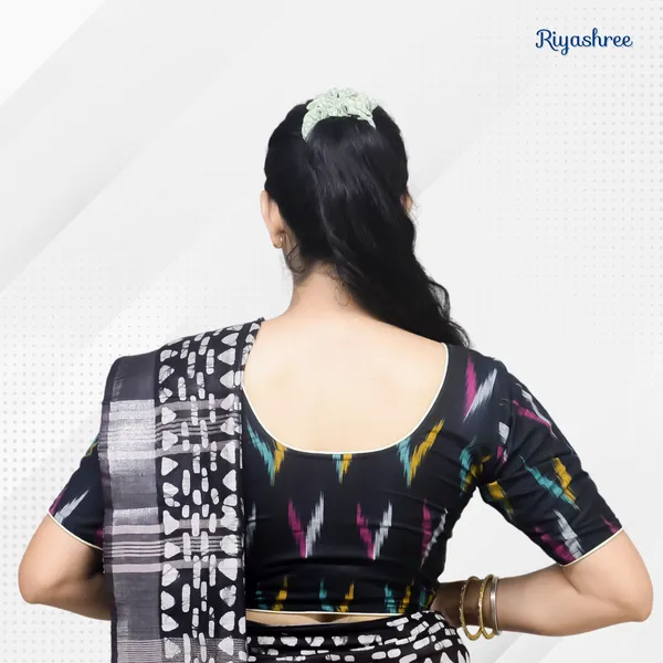 Pack_of_Two_-_Riyashree_Cotton_Ikkat_Print_Ready-to-Wear_Stitched_Blouse_for_Women
