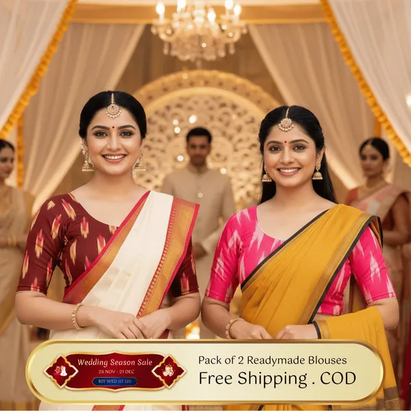 Pack_of_Two_-_Riyashree_Cotton_Ikkat_Print_Ready-to-Wear_Stitched_Blouse_for_Women_|_Wedding_Collection