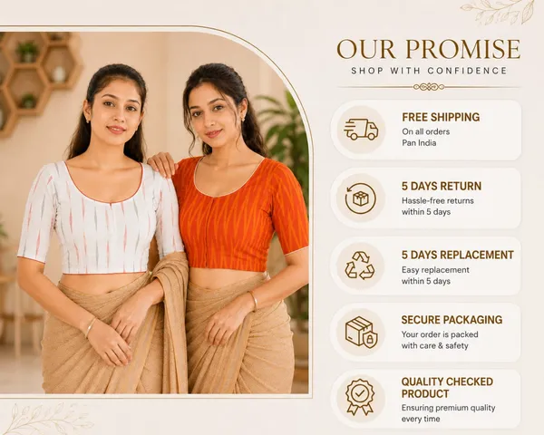 Pack_of_2_Orange_and_White_Cotton_Ikkat_Print_Ready_to_wear_Stitched_Half_Sleeve_Blouse_for_Women