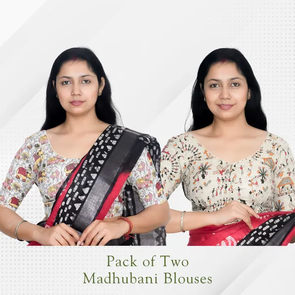 Pack_of_Two_Riyashree_Madhubani_Print_Ready-to-Wear_Stitched_Blouses_for_Women