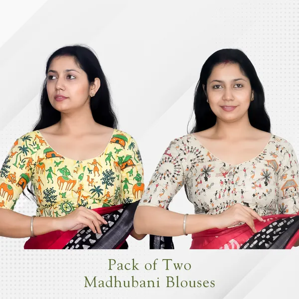 Pack_of_Two_Riyashree_Madhubani_Print_Ready-to-Wear_Stitched_Blouses_for_Women