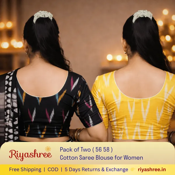 Pack_of_Two_-_Riyashree_Cotton_Ikkat_Print_Ready-to-Wear_Stitched_Blouse_for_Women