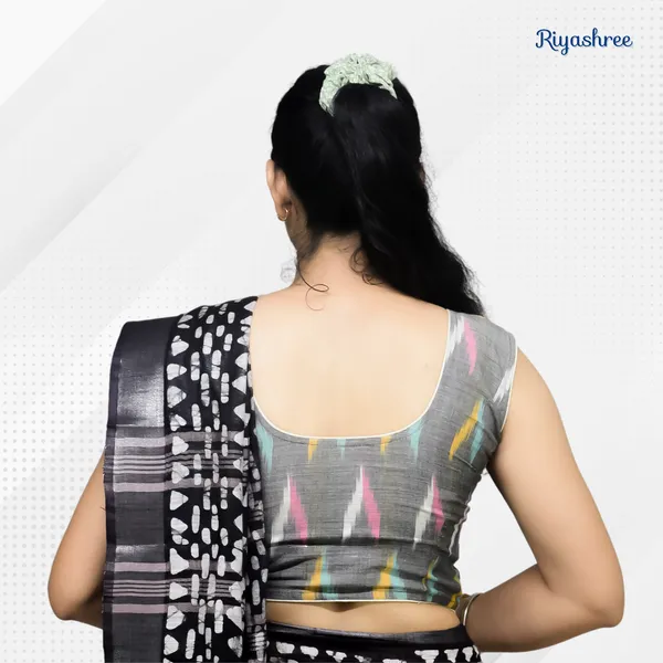 Pack_of_Two_-_Riyashree_Cotton_Ikkat_Print_Sleeveless_Ready-to-Wear_Stitched_Blouse_for_Women