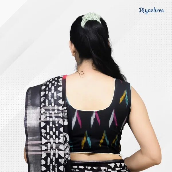 Pack_of_Two_-_Riyashree_Cotton_Ikkat_Print_Sleeveless_Ready-to-Wear_Stitched_Blouse_for_Women
