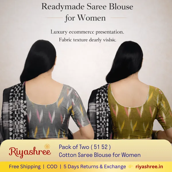 Pack_of_Two_-_Riyashree_Cotton_Ikkat_Print_Ready-to-Wear_Stitched_Blouse_for_Women