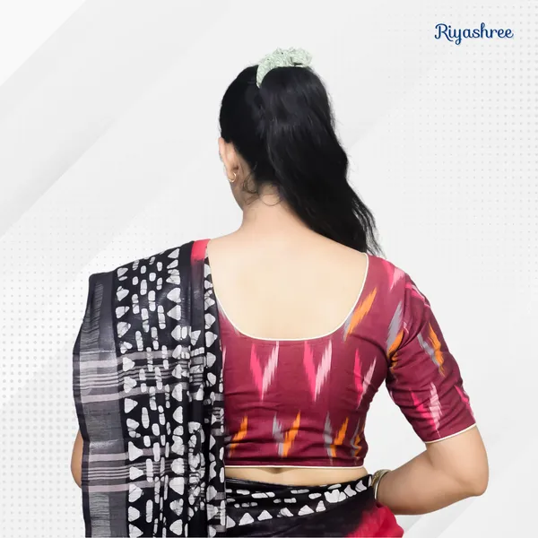 Pack_of_Two_-_Riyashree_Cotton_Ikkat_Print_Ready-to-Wear_Stitched_Blouse_for_Women