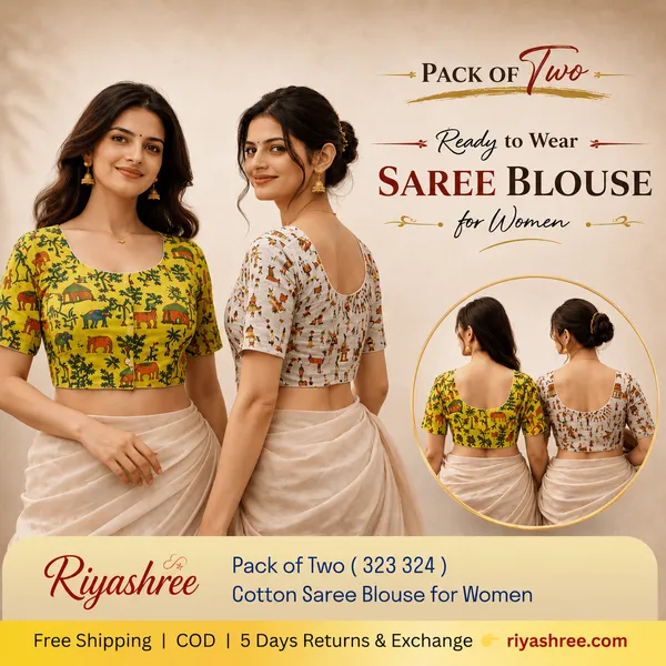 Pack_of_2_Cotton_Madhubani_Print_Ready_to_wear_Stitched_Half_Sleeve_Blouse_for_Women