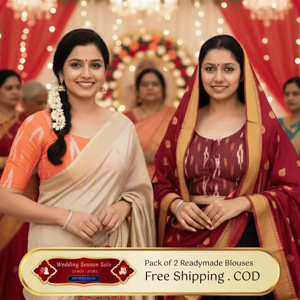 Pack_of_Two_-_Riyashree_Cotton_Ikkat_Print_Ready-to-Wear_Stitched_Blouse_for_Women_|_Wedding_Collection