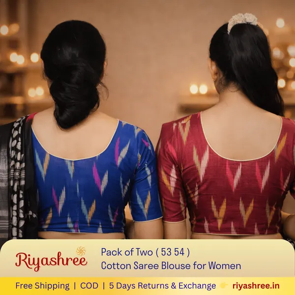 Pack_of_Two_-_Riyashree_Cotton_Ikkat_Print_Ready-to-Wear_Stitched_Blouse_for_Women