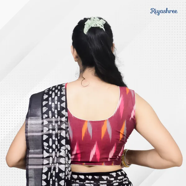 Pack_of_Two_-_Riyashree_Cotton_Ikkat_Print_Sleeveless_Ready-to-Wear_Stitched_Blouse_for_Women