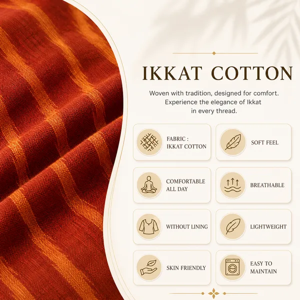 Pack_of_2_Red_And_Orange_Cotton_Ikkat_Print_Ready_to_wear_Stitched_Half_Sleeve_Blouse_for_Women