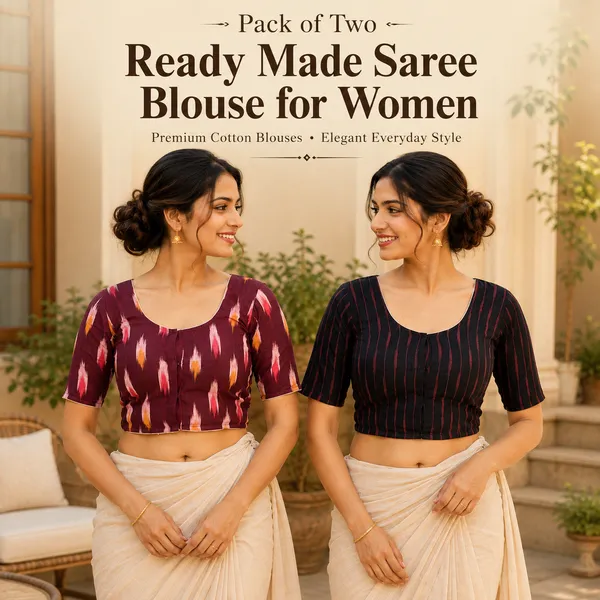 Pack_of_Two_-_Riyashree_Cotton_Ikkat_Print_Ready-to-Wear_Stitched_Blouse_for_Women_|_Wedding_Collection