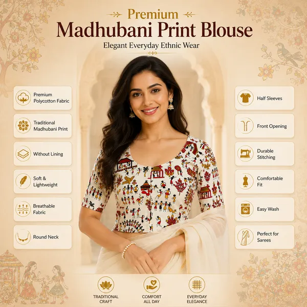 Multicolor_Madhubani_Cotton_Printed_Half_Sleeve_Stitched_Blouse_For_Women