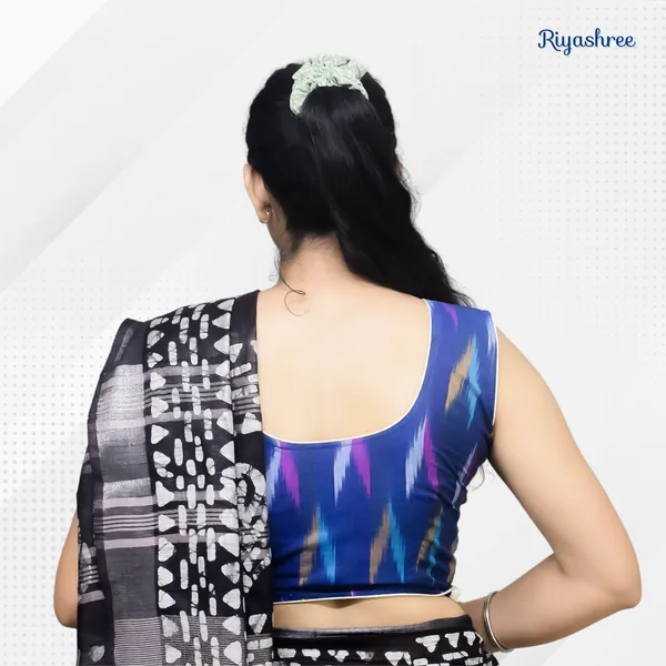 Pack_of_Two_-_Riyashree_Cotton_Ikkat_Print_Sleeveless_Ready-to-Wear_Stitched_Blouse_for_Women