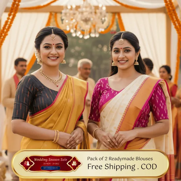 Pack_of_Two_-_Riyashree_Cotton_Ikkat_Print_Ready-to-Wear_Stitched_Blouse_for_Women_|_Wedding_Collection
