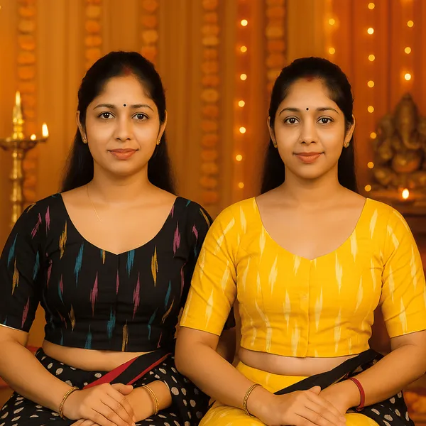 Pack_of_Two_-_Riyashree_Cotton_Ikkat_Print_Ready-to-Wear_Stitched_Blouse_for_Women