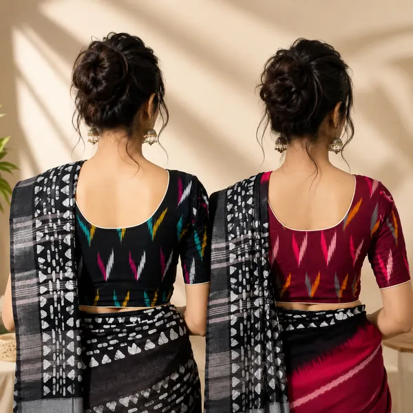 Pack_of_Two_-_Riyashree_Cotton_Ikkat_Print_Ready-to-Wear_Stitched_Blouse_for_Women