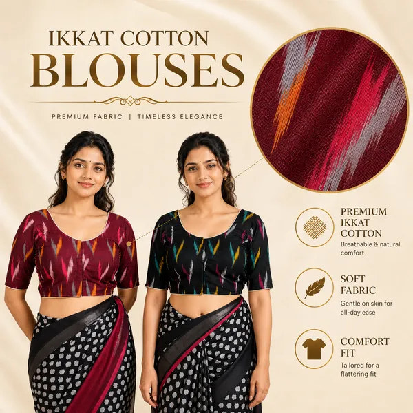 Pack_of_Two_-_Riyashree_Cotton_Ikkat_Print_Ready-to-Wear_Stitched_Blouse_for_Women