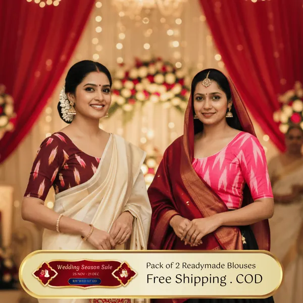 Pack_of_Two_-_Riyashree_Cotton_Ikkat_Print_Ready-to-Wear_Stitched_Blouse_for_Women_|_Wedding_Collection