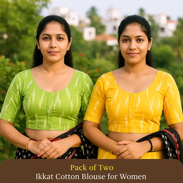 Pack_of_Two_-_Riyashree_Cotton_Ikkat_Print_Ready-to-Wear_Stitched_Blouse_for_Women