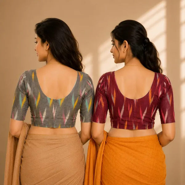 Pack_of_Two_-_Riyashree_Cotton_Ikkat_Print_Ready-to-Wear_Stitched_Blouse_for_Women
