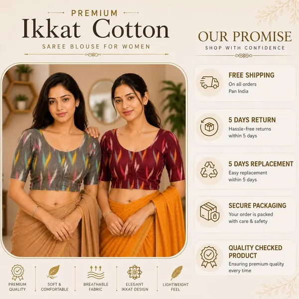 Pack_of_Two_-_Riyashree_Cotton_Ikkat_Print_Ready-to-Wear_Stitched_Blouse_for_Women