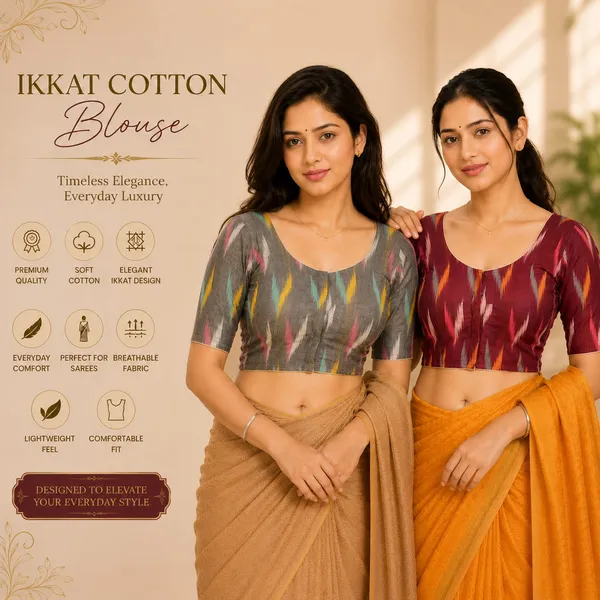 Pack_of_Two_-_Riyashree_Cotton_Ikkat_Print_Ready-to-Wear_Stitched_Blouse_for_Women