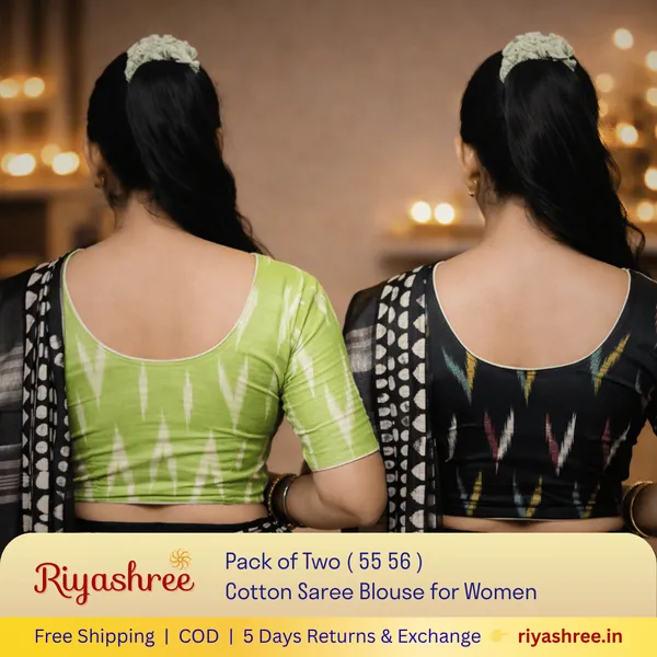 Pack_of_Two_-_Riyashree_Cotton_Ikkat_Print_Ready-to-Wear_Stitched_Blouse_for_Women