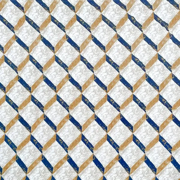 White_Microfibre_3D_Geometric_Print_Queen_Size_245*230_Cm_Flat_Bedsheet_with_Pillow_Covers