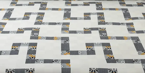 White_Microfibre_Geometric_Print_Queen_Size_245*230_Cm_Flat_Bedsheet_with_Pillow_Covers