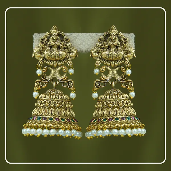 Indumati__Lakshmi_&_Peacock_Matte_Finish_Jhumki_|_Divine_Festive_Collection_by_Pinak_Jewel