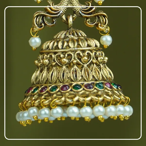 Indumati__Lakshmi_&_Peacock_Matte_Finish_Jhumki_|_Divine_Festive_Collection_by_Pinak_Jewel