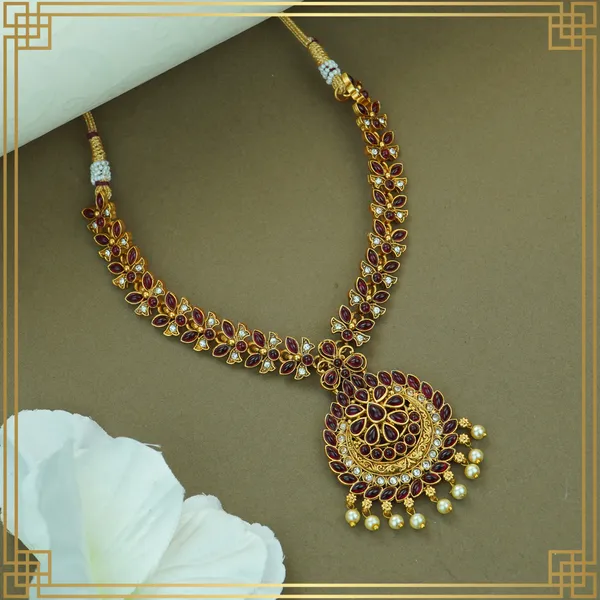 Maroon_Alloy_Premium_Earring_&_Necklace_Combo_Set_|_South_Indian_Jewellery