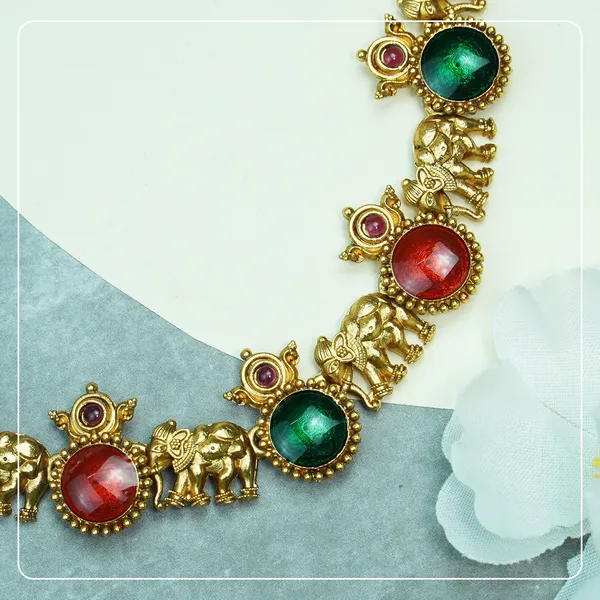 Palakka_Enamel_Elephant_Temple_Necklace__Lightweight_Everyday_Elegance