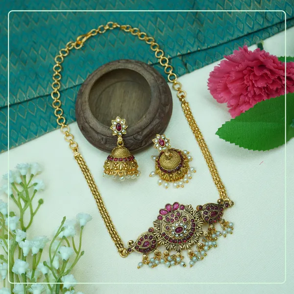 Multicolor_Alloy_Premium_Earring_&_Necklace_Set_|_South_Indian_Jewellery