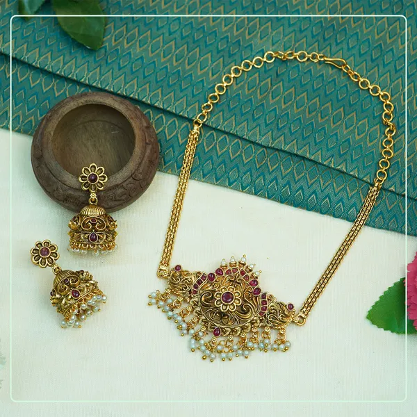 Multicolor_Alloy_Premium_Earring_&_Necklace_Set_|_South_Indian_Jewellery