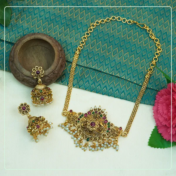 Multicolor_Alloy_Premium_Earring_&_Necklace_Set_|_South_Indian_Jewellery