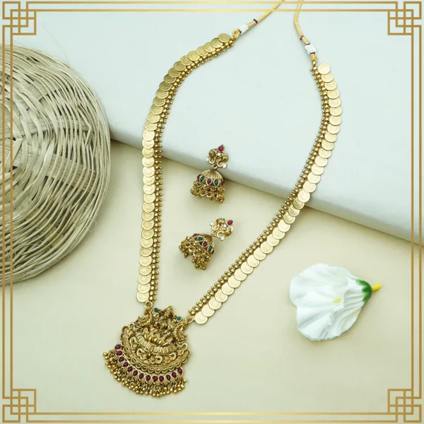 Temple_With_Lakshmi_Long_Necklace_And_Earrings_Set_|_South_Indian_Jewellery