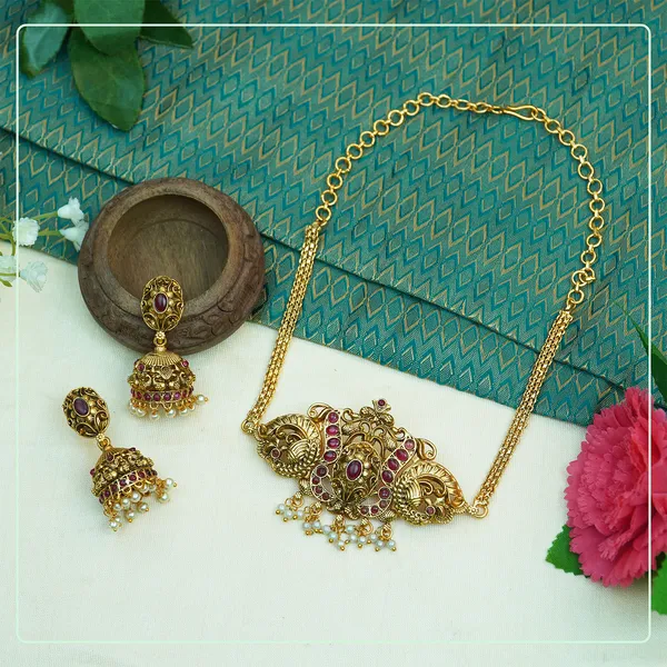 Multicolor_Alloy_Premium_Earring_&_Necklace_Set_|_South_Indian_Jewellery