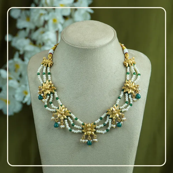 Jyotipadmika_Necklace_|_Radiant_Pearl_Mala_with_Lotus_Design