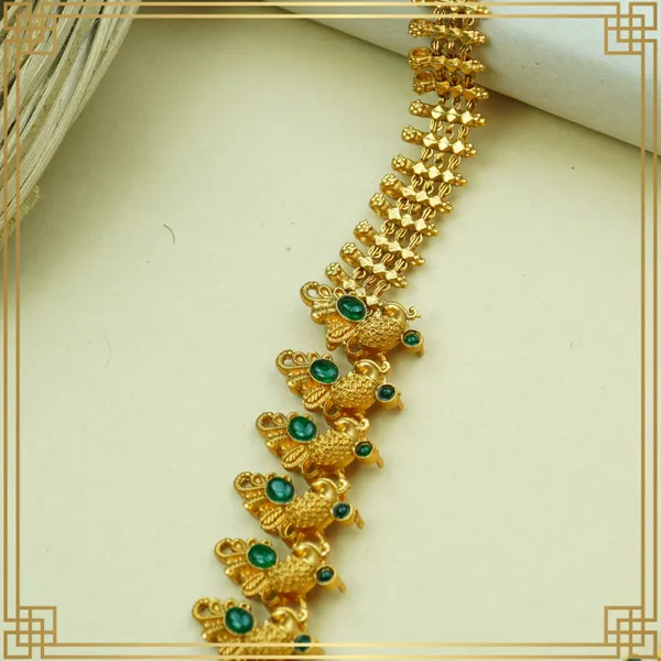 Green_Alloy_Premium_Earring_&_Necklace_Long_Set|_South_Indian_Jewellery