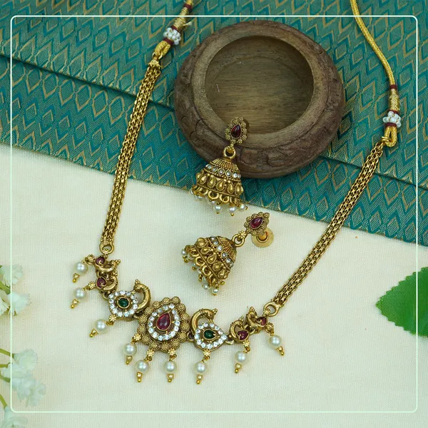 Multicolor_Alloy_Premium_Earring_&_Necklace_Set_|_South_Indian_Jewellery