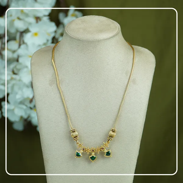 Shrilaya_Pendant_Mala__Kemp_Stone_Palakka_Design_Necklace_|_Lightweight_Antique_Finish_by_Pinak_Jewel_|_Divine_Festive_Collection
