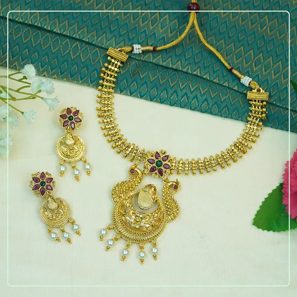 Multicolor_Alloy_Premium_Earring_&_Necklace_Set_|_South_Indian_Jewellery